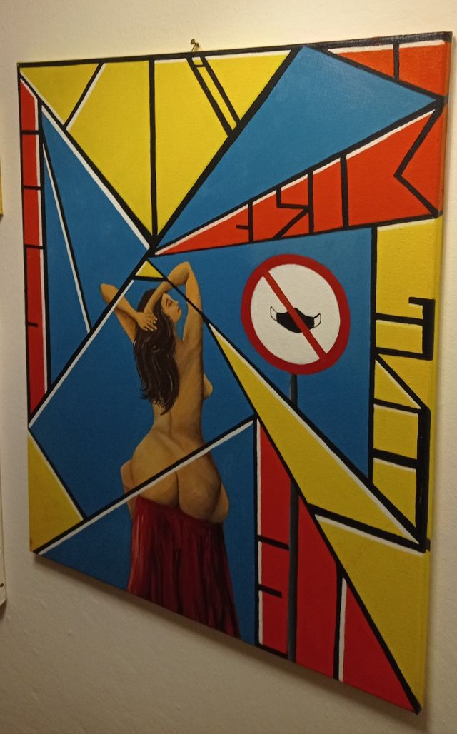 Quadro nudo femminile astratto geometrico