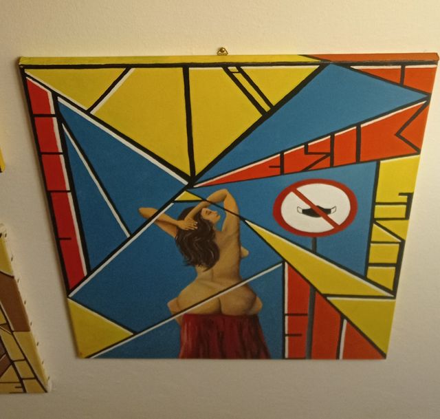 Quadro nudo femminile astratto geometrico