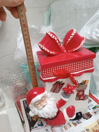 porta biscotti natalizio in ceramica con coperchio