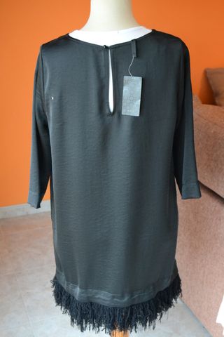 Vestido de fiesta, mujer,  color negro brillante.