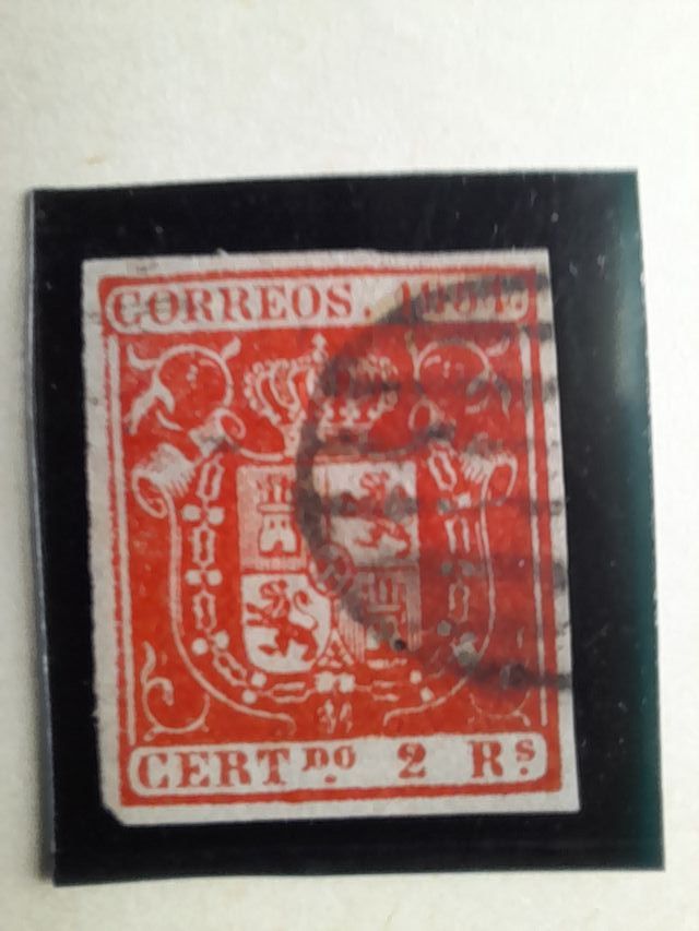 Sello Edifil nº 25 2r rojo Isabel II 1854