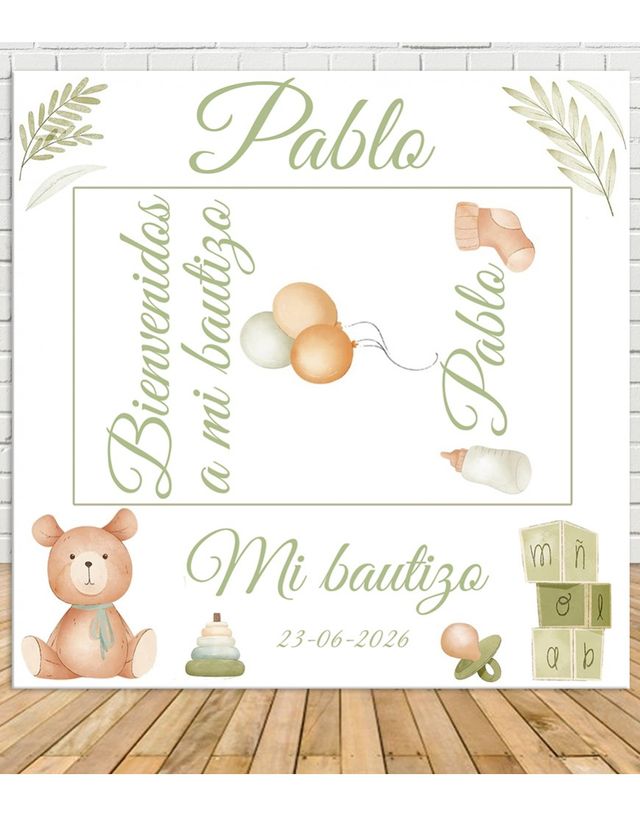 Photocall Bautizo de juguetes Personalizado