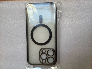 Funda MaGSAFE NEGRA IPHONE 14 PRO MAX CROMADA