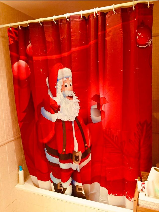 Cortina de baño roja Papá Noel