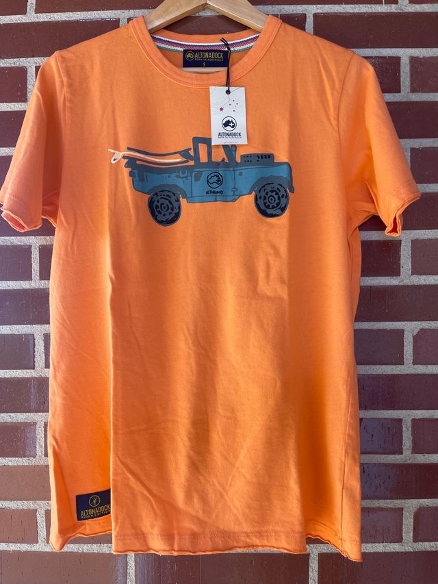 Camiseta, hombre, manga corta, naranja