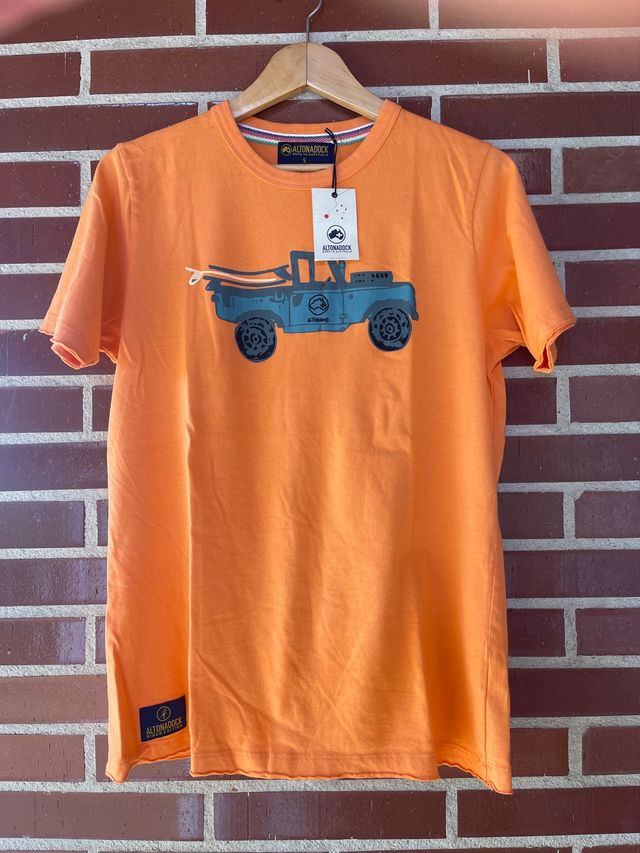 Camiseta, hombre, manga corta, naranja