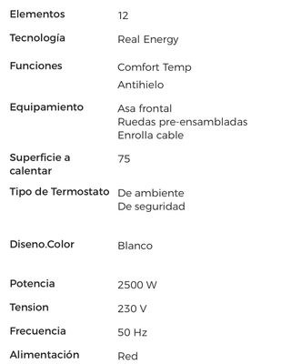 Radiador de aceite De'longhi TRRS1225c