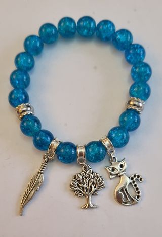 Pulsera de mujer de cristal craquelado y colgantes