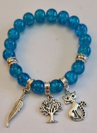 Pulsera de mujer de cristal craquelado y colgantes