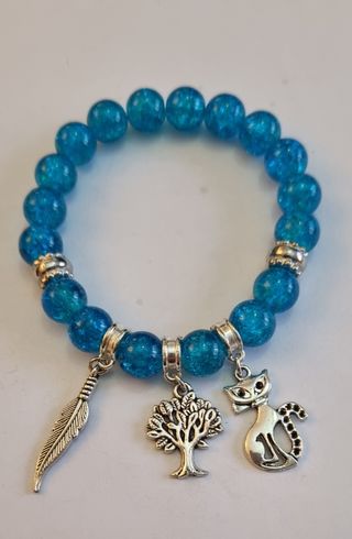 Pulsera de mujer de cristal craquelado y colgantes