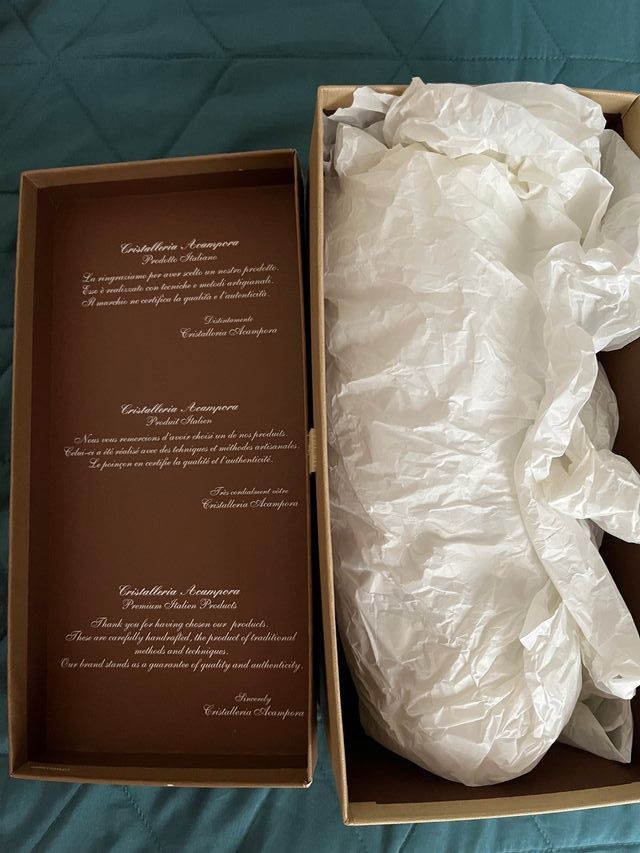 VASO DI VETRO CRISTALLO tulipani decorati 