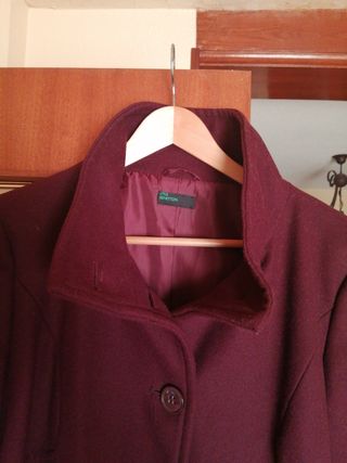 Abrigo Mujer Paño Granate Benetton