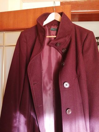 Abrigo Mujer Paño Granate Benetton