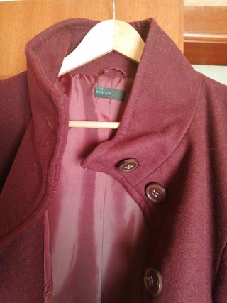 Abrigo Mujer Paño Granate Benetton