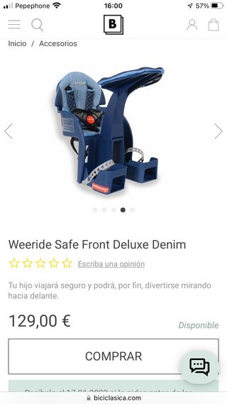 Silla portabebes WeeRide Deluxe para bicicletas
