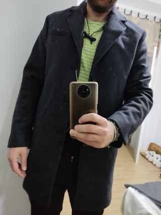 abrigo gris oscuro Mango talla L