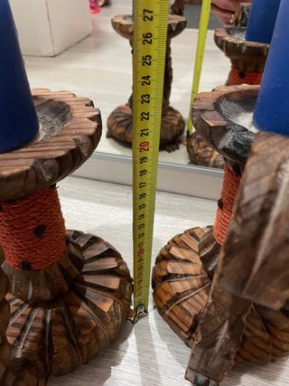 Pareja de candelabros de madera talladaartesanales