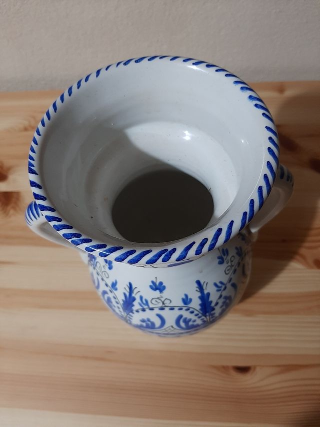 Jarrón porcelana blanco/azul