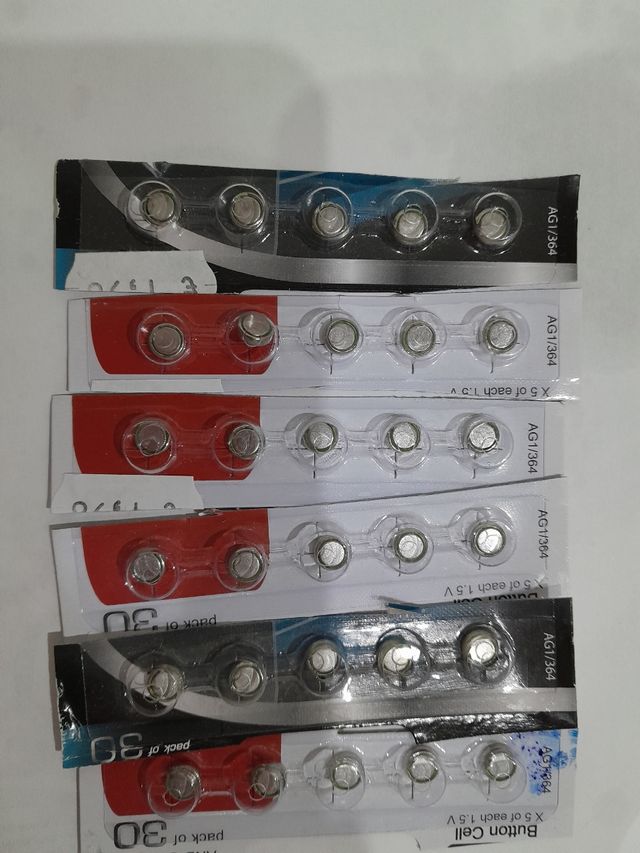 pilas alcalinas 1.5V. tipos ag 1, ag 3,ag12 y ag 4