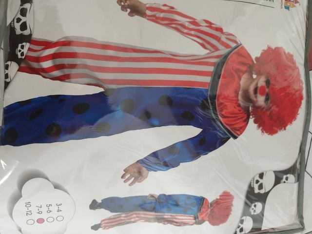 Disfraz payaso halloween incluye careta y peluca