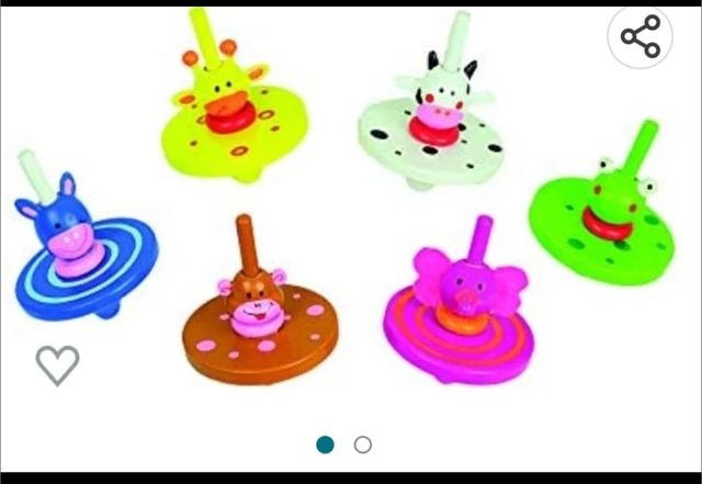 Andreu toys. Spinning tops animals. Bolts Nuts.