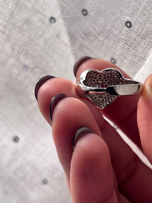 Anello cuore zirconi silver argentato regolabile