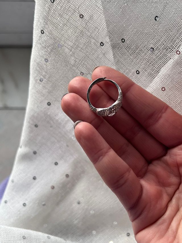 Anello cuore zirconi silver argentato regolabile