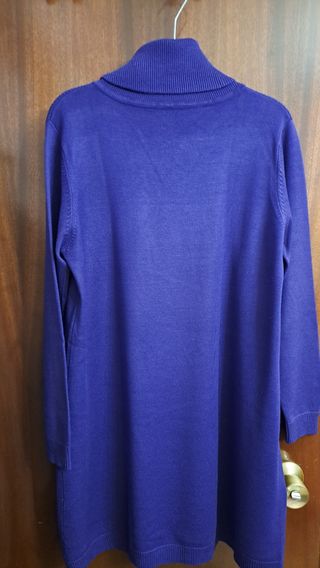 Jersey largo de punto y cuello vuelto