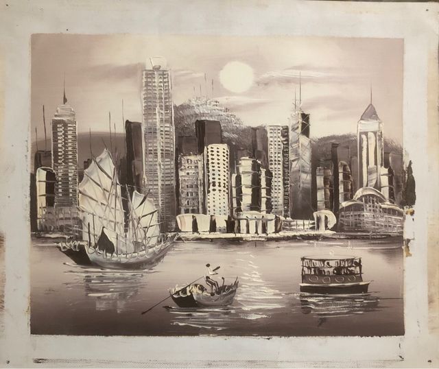 Pintura de la bahía de Hong Kong