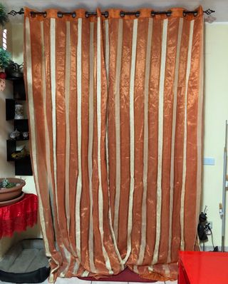 2 tende arancione 2 veli, 130 x 280 + 130 x 280