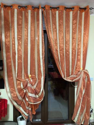 2 tende arancione 2 veli, 130 x 280 + 130 x 280