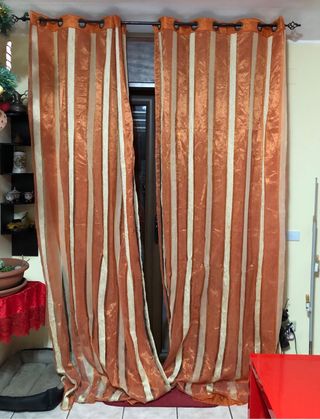 2 tende arancione 2 veli, 130 x 280 + 130 x 280
