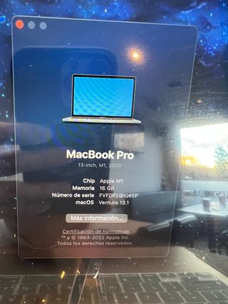 Macbook Pro 13 M1 16GB 512GB 2020