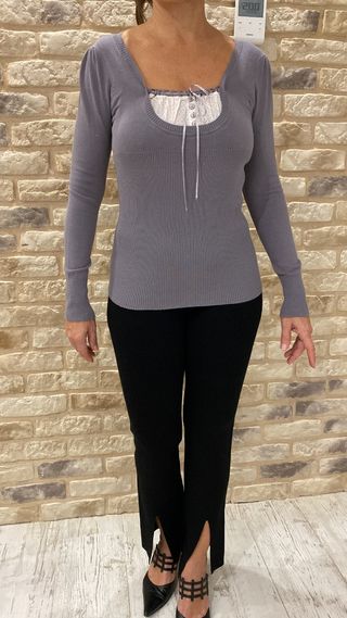 jersey gris punto con bordado tall 40 