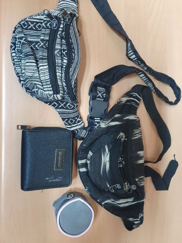 lote riñoneras y monedero