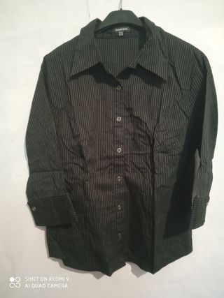 Camisa de mujer negra con rayas blancas talla 38, 