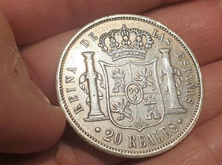 Moneda Plata 20 reales. Año 1855 España. Isabel II