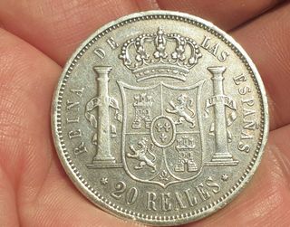 Moneda Plata 20 reales. Año 1855 España. Isabel II