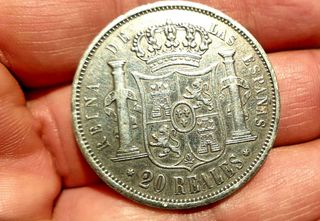 Moneda Plata 20 reales. Año 1855 España. Isabel II