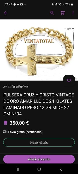 Pulsera Cruz y cristo vintage.