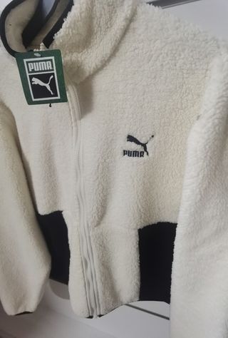 Chaqueta borreguillo mujer puma blanca y negra. S