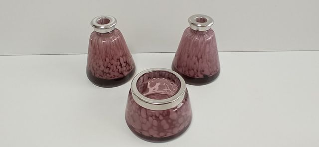 Juego portavelas cristal tipo Murano Viartec