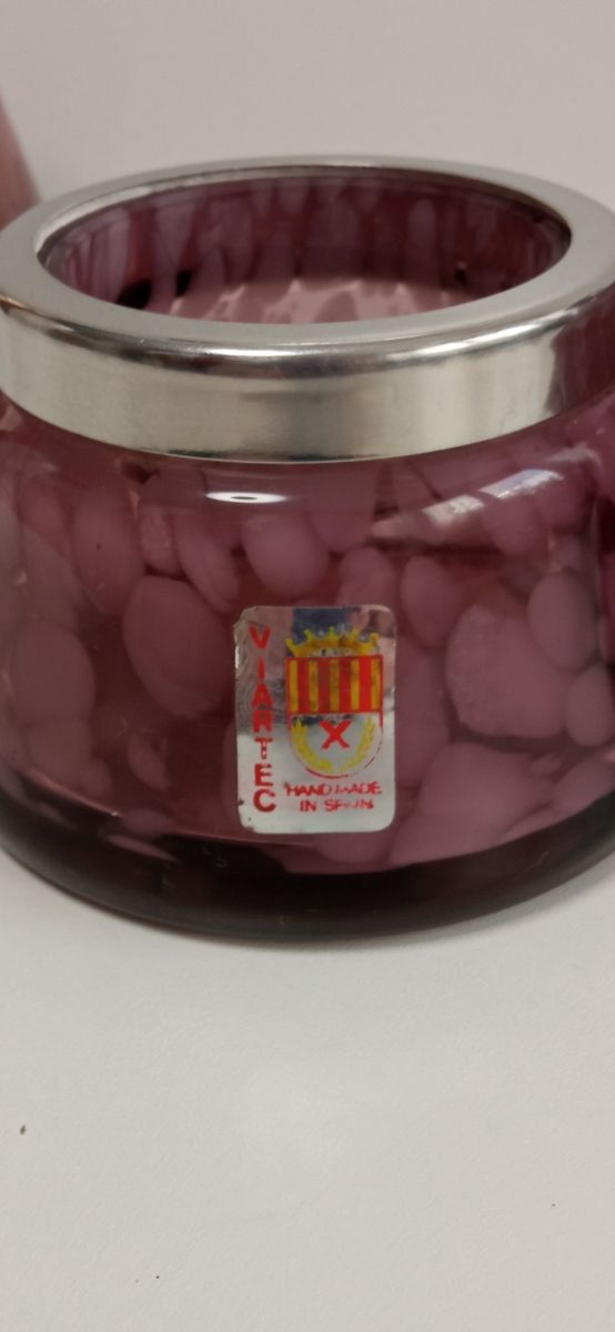 Juego portavelas cristal tipo Murano Viartec