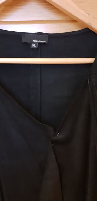 CHAQUETA NEGRA DE ANTE CON FLECOS TALLA XXL