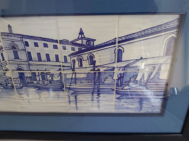 Cuadro 12 azulejos restaurantes Venecia enmarcados