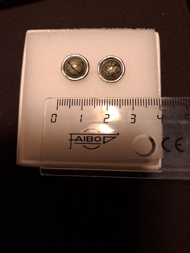 Pendientes plateados con piedra gris