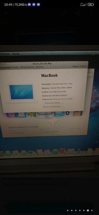 MacBook 13" blanco con caja funciona COMPLETO