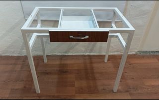 MESA AUXILIAR ANTIGUA DE HIERRO CON MARMOL