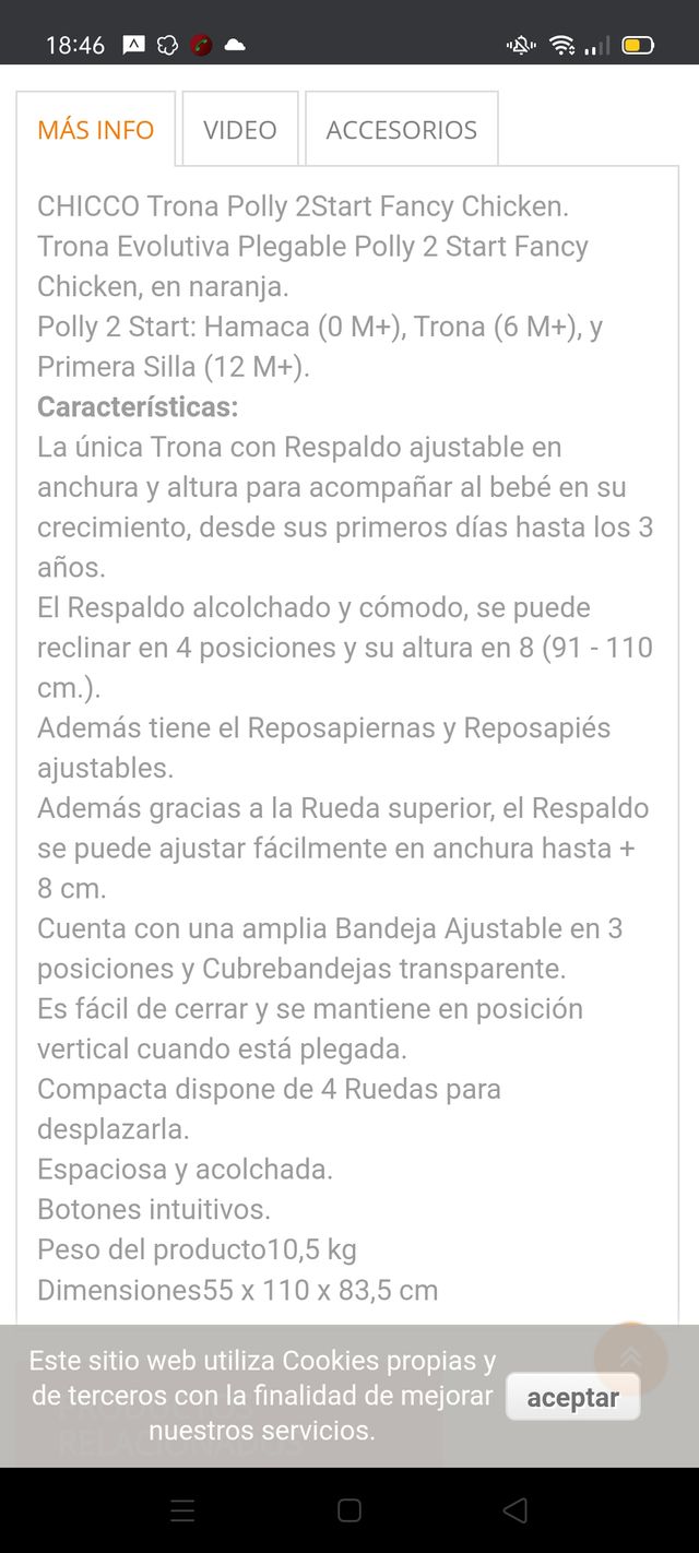 Hamaca, trona o silla Chicco Polly 2 Start