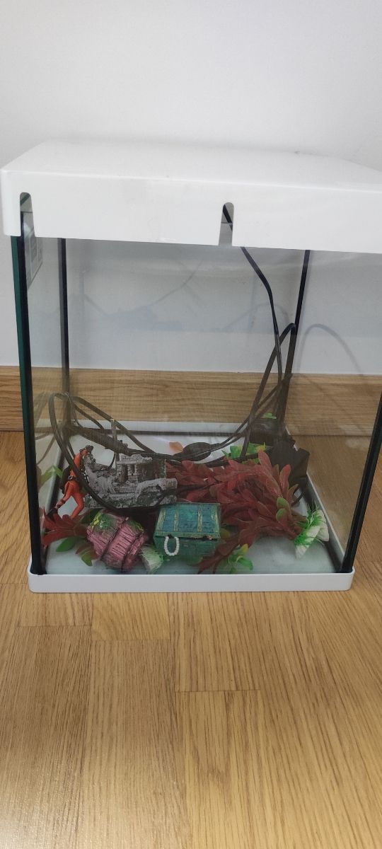 acuario con accesorios